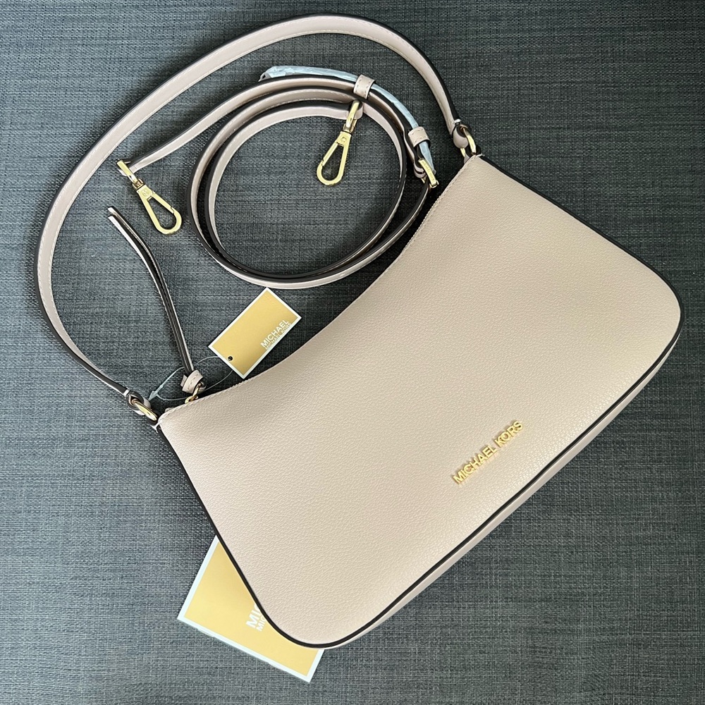 NWT MICHAEL KORS LANEY MEDIUM POUCHETTE HOBO CROSSBODY BAG LEATHER